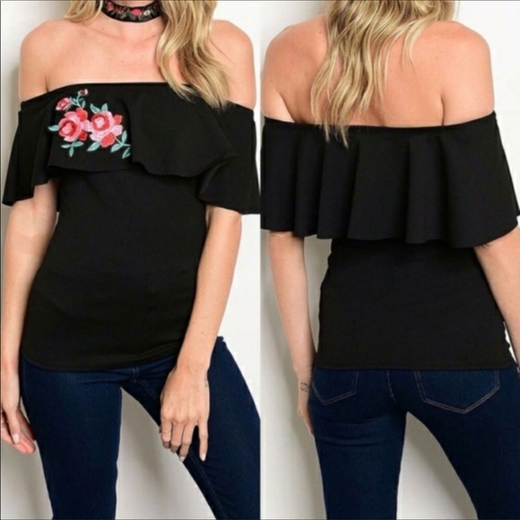 Just Arrived 🌟 Black Rose 🌹 off the shoulder top - Picture 2 of 4